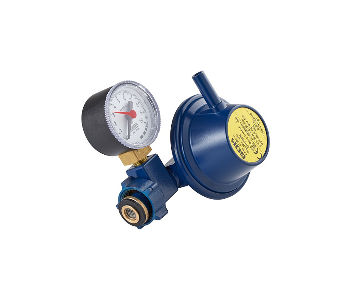 Aygaz Tekne Regülatörü - 90 Derece Dik Çıkışlı - Manometreli