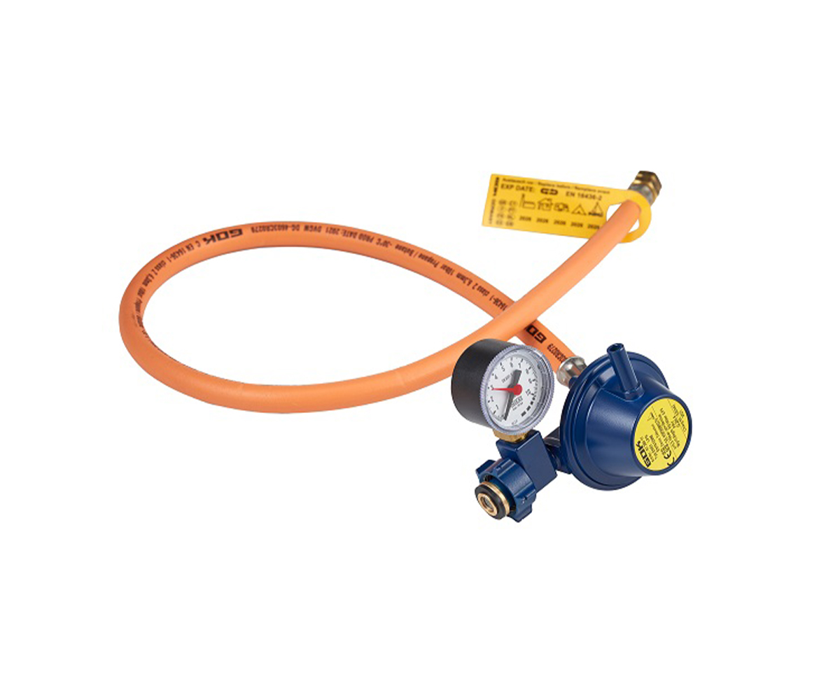 Aygaz Tekne Regülatörü - 90 Derece Dik Çıkışlı - Manometreli